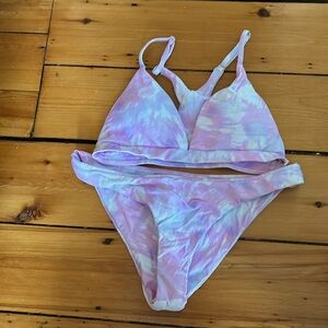 Two piece white and pink bikini